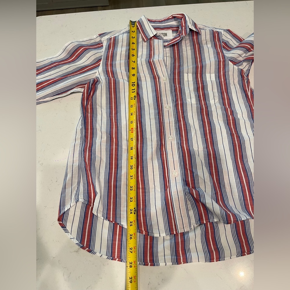 Anthropologie Blouse S GRAYSON Jasmine HERO Buttondown Stripe Cotton 01 - Picture 10 of 11
